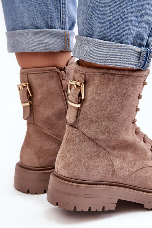 Dames Enkellaarsjes voor Inerknemers met ritssluitingen beige Ninsuni Dames Enkellaarsjes voor Inerknemers met ritssluitingen beige Ninsuni