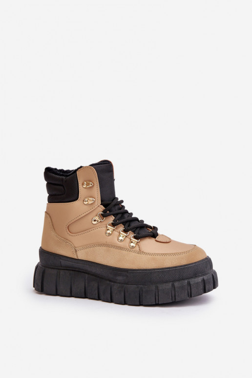 Dames opInarmen Laarzen schoenen met platform bruine kleur Jelenia Dames opInarmen Laarzen schoenen met platform bruine kleur Jelenia