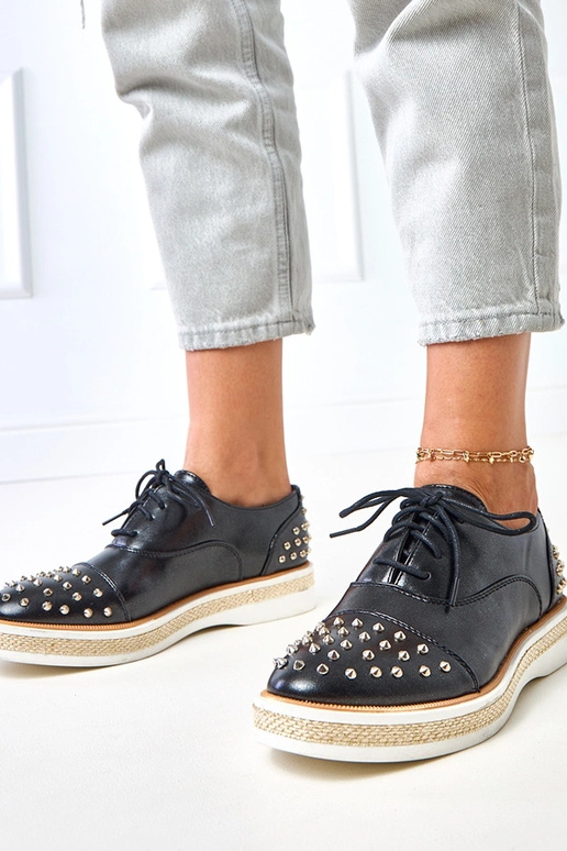 Zwarte dames enkellaarsjes met studs...