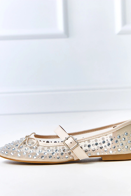 Beige netbalerina's met kristallen...