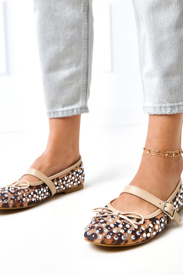 Leopardprint netbalerina's met kristallen Elasida