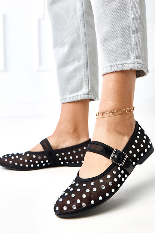 Zwarte netbalerina's met kristallen...