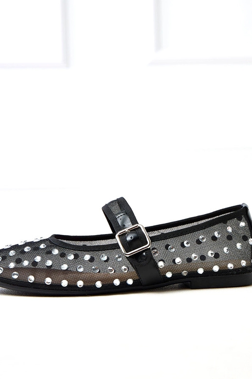 Zwarte netbalerina's met kristallen...