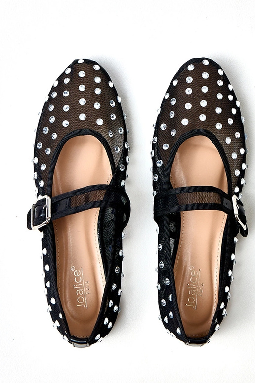 Zwarte netbalerina's met kristallen...