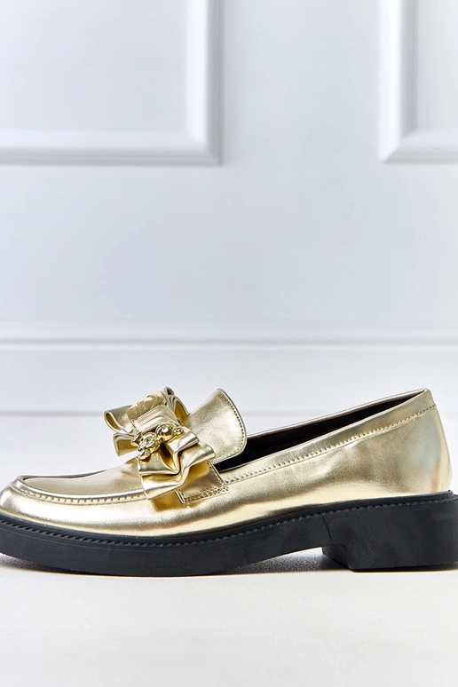 Gouden mocassins met strik en...