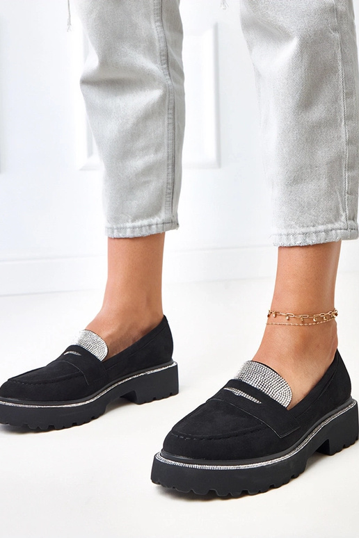 Zwarte kunstsuède moccasins met...