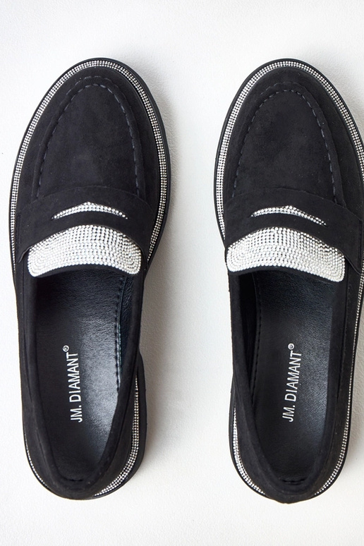 Zwarte kunstsuède moccasins met...