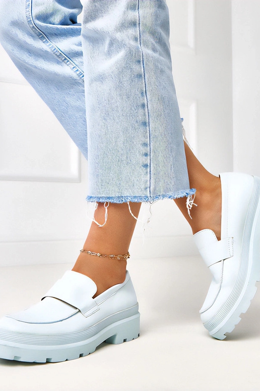 Blauwe moccasins van kunstleer Seraphin