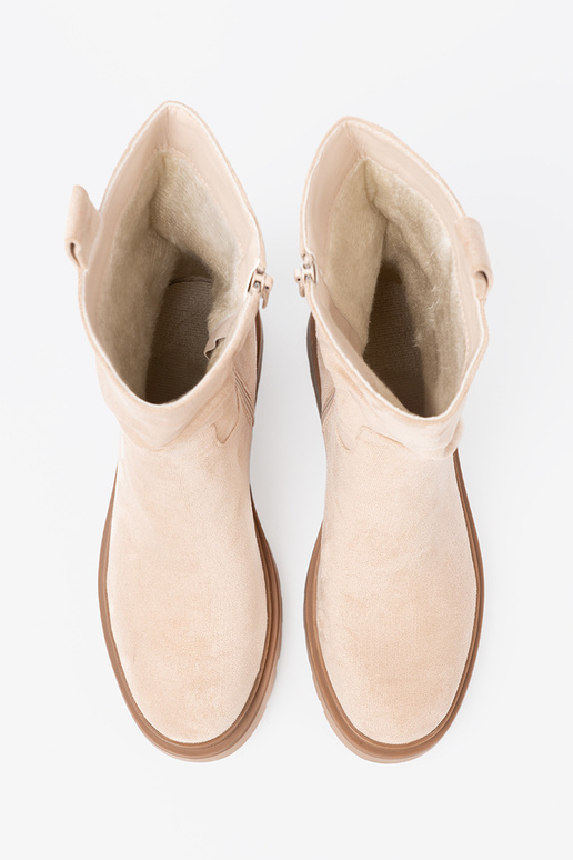 NoInoczesne helderbeige laarzen o prostym fasonie