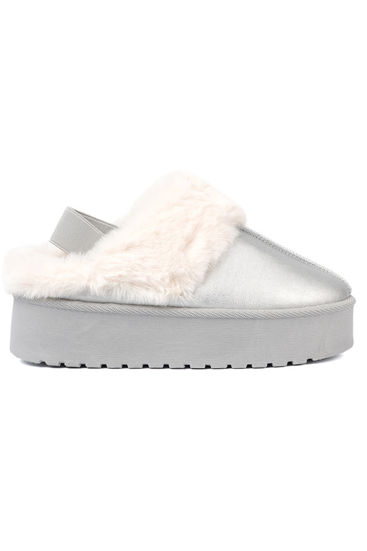 zilvere kleur SnoInboots voor dames met bont i platformą