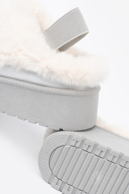 zilvere kleur SnoInboots voor dames met bont i platformą