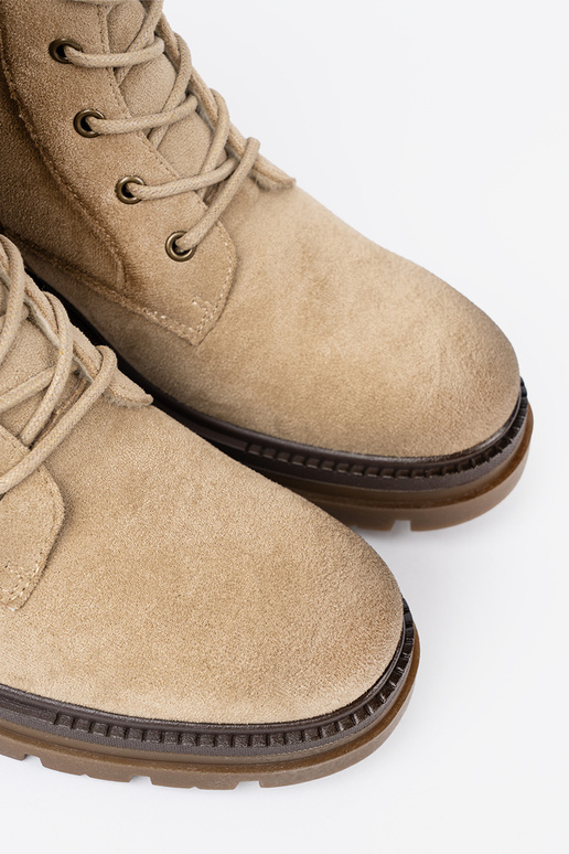 van suède beige schoenen z solidnym bieżnikiem