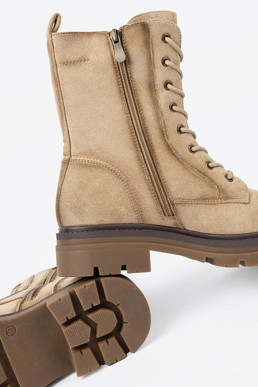 van suède beige schoenen z solidnym bieżnikiem