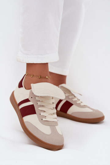 Bordeaux kleur lage sportieve damesschoenen Ardira