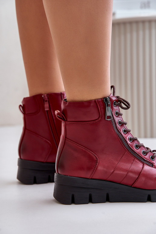 Eenvoudig opInarmen Dameslaarzen met platform I Koturnie bordeaux Savindria