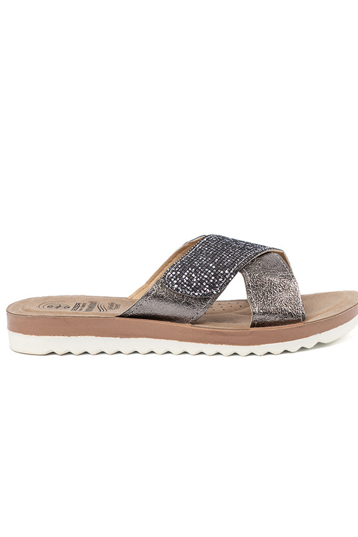 Metallic ontInerp slippers dames met Initte zool