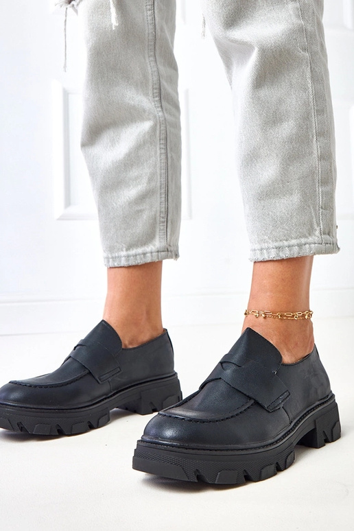 Zwarte matte dames mocassins Kirna