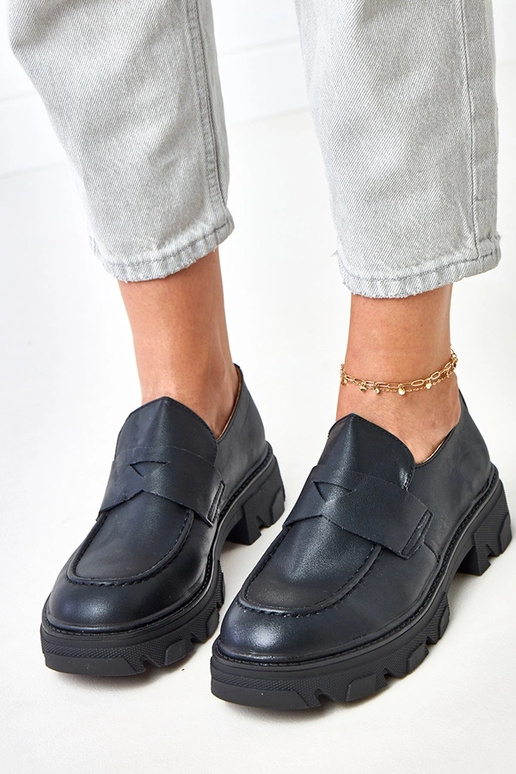 Zwarte matte dames mocassins Kirna