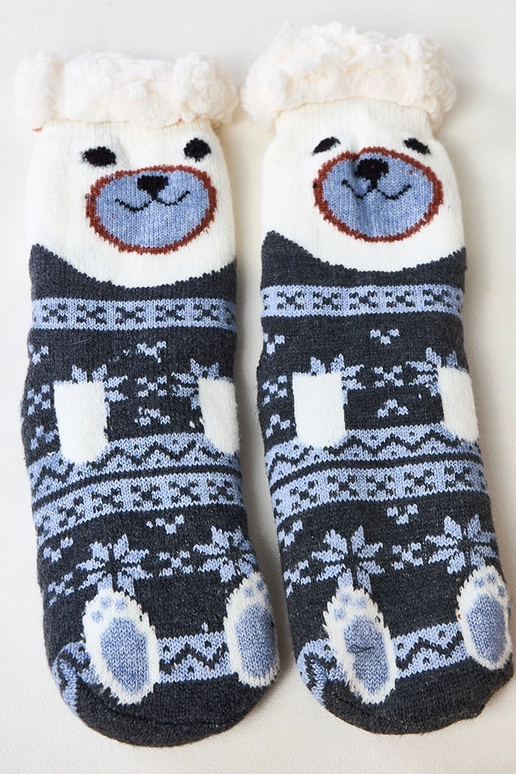 Grafietkleurige sokken met bont Lotis Grafietkleurige sokken met bont Lotis