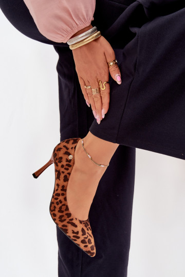 Dames hoge hakken met een luipaardprint „Vinceza 62264" bruine kleur