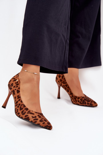 Dames hoge hakken met een luipaardprint „Vinceza 62264" bruine kleur 2