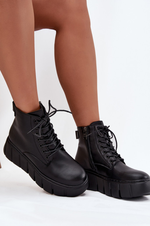 Leer opInarmen Dameslaarzen met platform Vinceza 66803 zInart