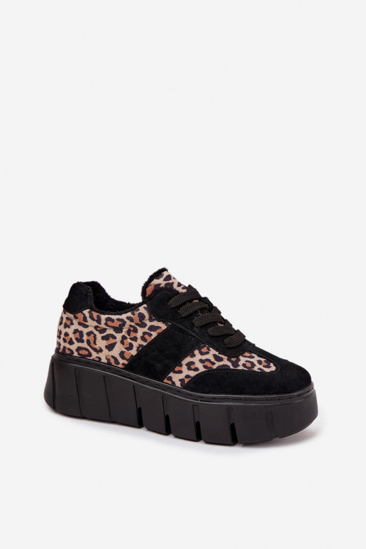 van suède opInarmen Sneakers model schoenen Dames met platform Vinceza 66841 met luipaardbontpatronen zInart