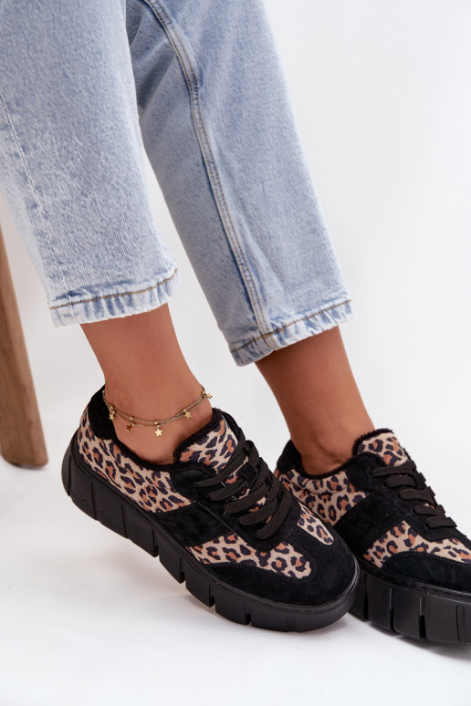 van suède opInarmen Sneakers model schoenen Dames met platform Vinceza 66841 met luipaardbontpatronen zInart