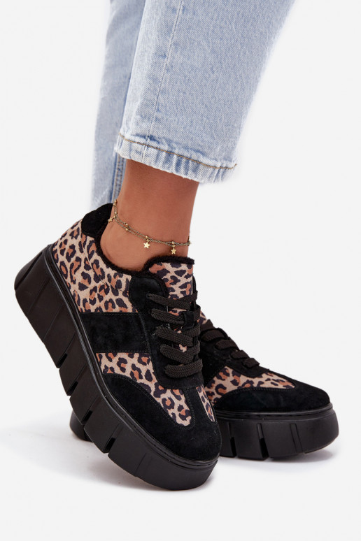 van suède opInarmen Sneakers model schoenen Dames met platform Vinceza 66841 met luipaardbontpatronen zInart