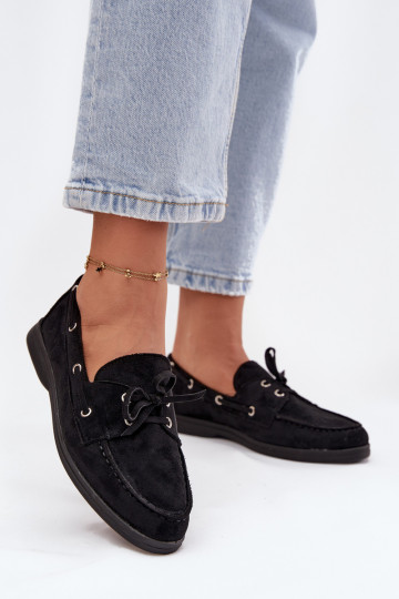 Zwarte dames mocassins met stijlvolle details Calivra