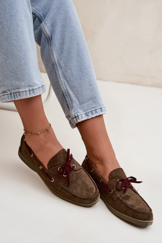 schoenen dames mocassins met stijlvolle details kaki kleuren Calivra