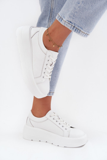 Leer Sneakers model schoenen met platform Initte kleur Sylvessa