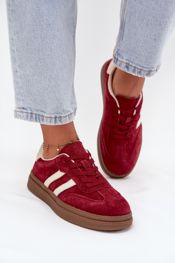 Sneakers model schoenen Dames van suède met platform bordeaux Sylviona