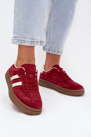 Sneakers model schoenen Dames van suède met platform bordeaux Sylviona 2