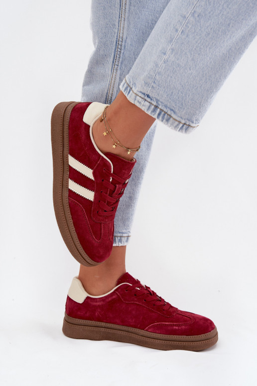 Sneakers model schoenen Dames van suède met platform bordeaux Sylviona