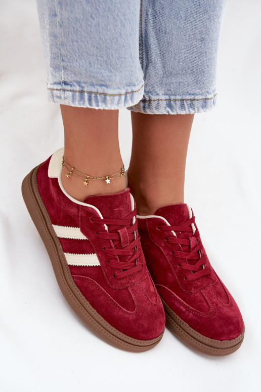 Sneakers model schoenen Dames van suède met platform bordeaux Sylviona