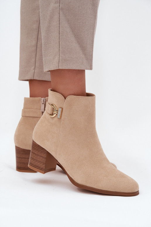 opInarmen Dameslaarzen Ze gouden kleurm Detalem beige Renora