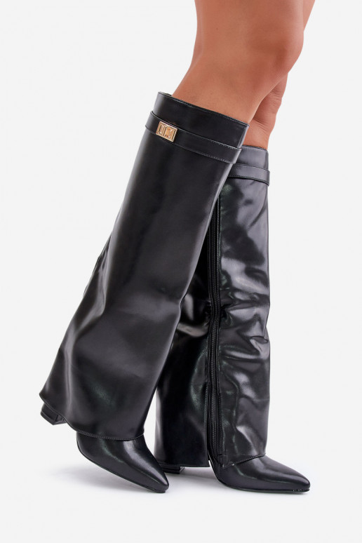 dameslaarzen Eko LeerINyIniniętą CholeInką met hakken zInart Avamora dameslaarzen Eko LeerINyIniniętą CholeInką met hakken zInart Avamora