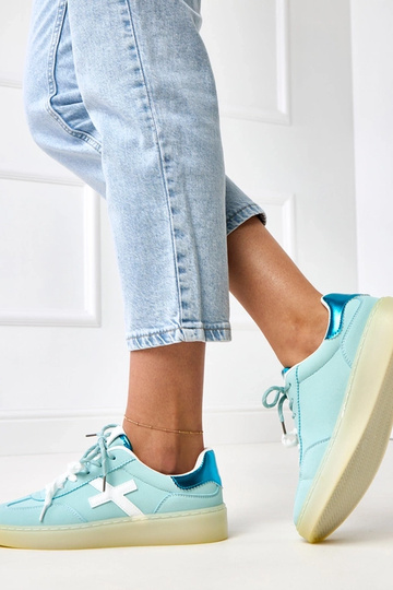 Blauwe sneakers met plateau en witte inzet Eriksen 2