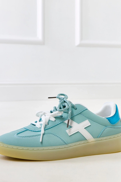 Blauwe sneakers met plateau en witte... Blauwe sneakers met plateau en witte...