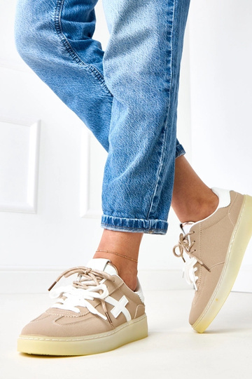 Bruine sneakers met plateau en witte inzet Eriksen 2