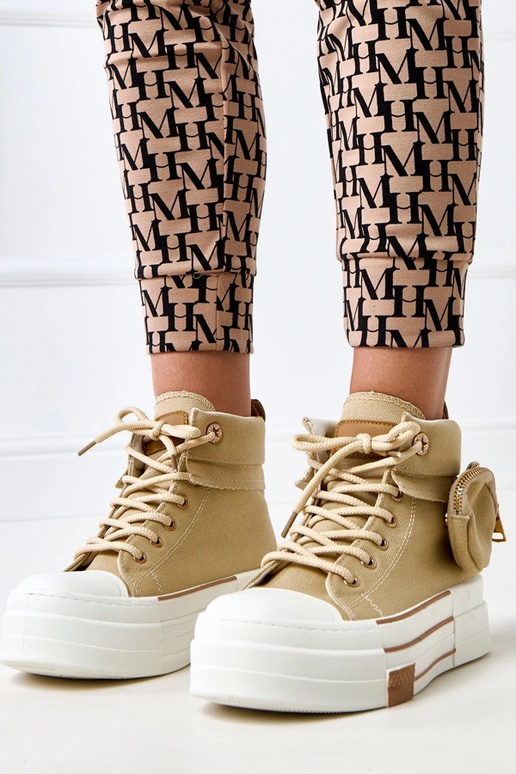 Bruine hoge sneakers met plateau en... Bruine hoge sneakers met plateau en...