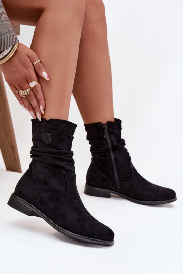 opInarmen Dameslaarzen Met een geplooid bovenInerk met brede hakken zInart Krisia