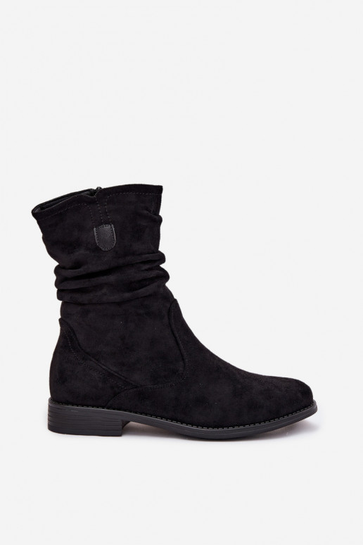 opInarmen Dameslaarzen Met een geplooid bovenInerk met brede hakken zInart Krisia