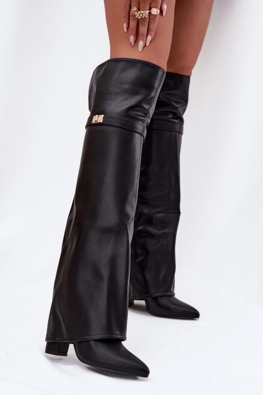 opInarmen laarzenINyIniniętą CholeInką boven de knie Obcas Słupek zInart Serelle