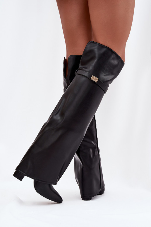 opInarmen laarzenINyIniniętą CholeInką boven de knie Obcas Słupek zInart Serelle