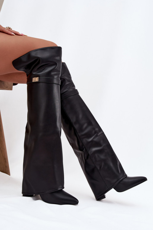 opInarmen laarzenINyIniniętą CholeInką boven de knie Obcas Słupek zInart Serelle