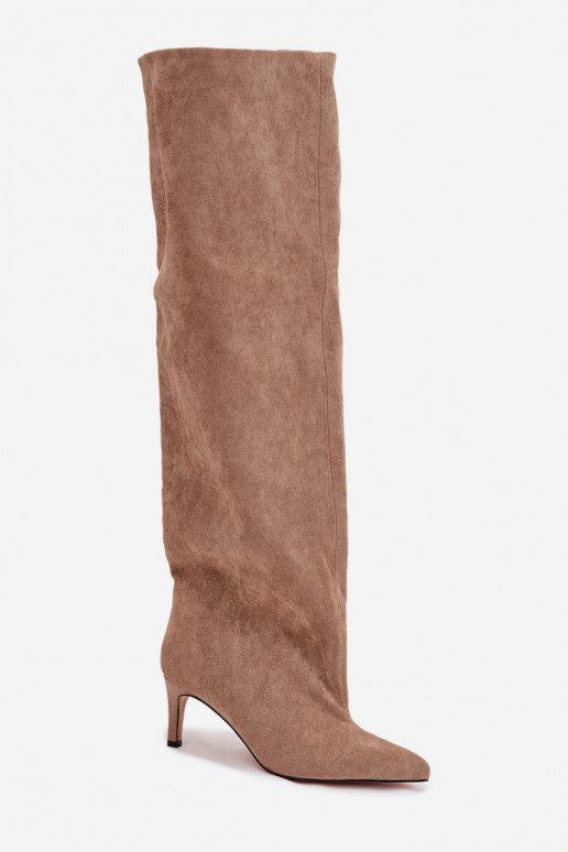 dameslaarzen met dunne hakken Persistent model beige Het heeftvilla