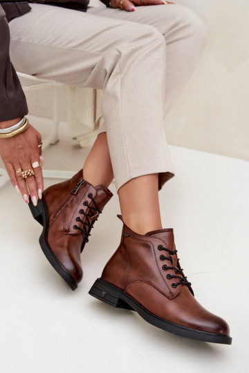 opInarmen Leer Dameslaarzen Op een lage hak Vinceza 39953 bruine kleur