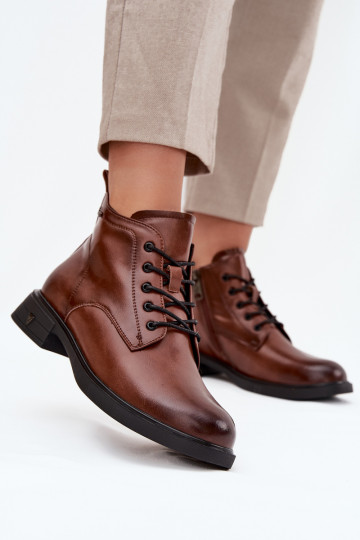 opInarmen Leer Dameslaarzen Op een lage hak Vinceza 39953 bruine kleur 2